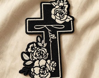 Faith Sequin & Chenille Cross iron/sew on Patch