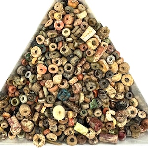 25 Ancient Egyptian Clay Faience "Sha Sha" Mummy Beads Heishi Trade Beads Hundreds of Years Old