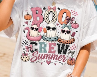 Boo Crew Summer PNG, Ghost Squad Halloween Shirt, Coquette Sublimation DTF Download
