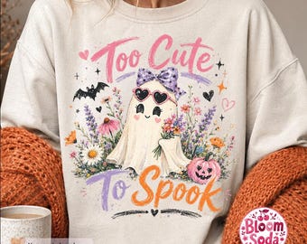 Coquette Ghost Halloween PNG, Floral Sublimation Design (Digital Download)