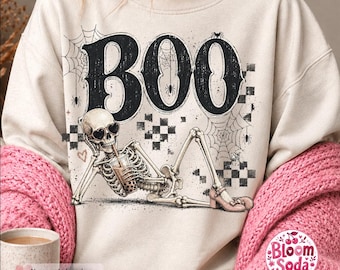Skeleton Boba Tea PNG, Halloween Spooky Boo Graphic Design (Digital Download)