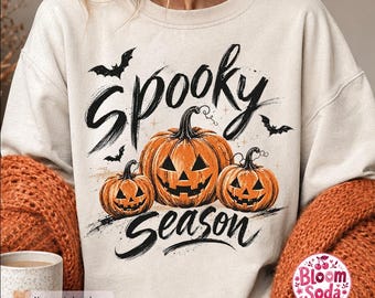 Spooky Season PNG, Halloween Pumpkin Sweatshirt Design, Jack O Lantern DTF Download