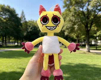 Dandy's World Scrap Plush Toy, Cute Yellow Cat Plush, Handmade Game Character Stuffed Animal, Gamer Gift