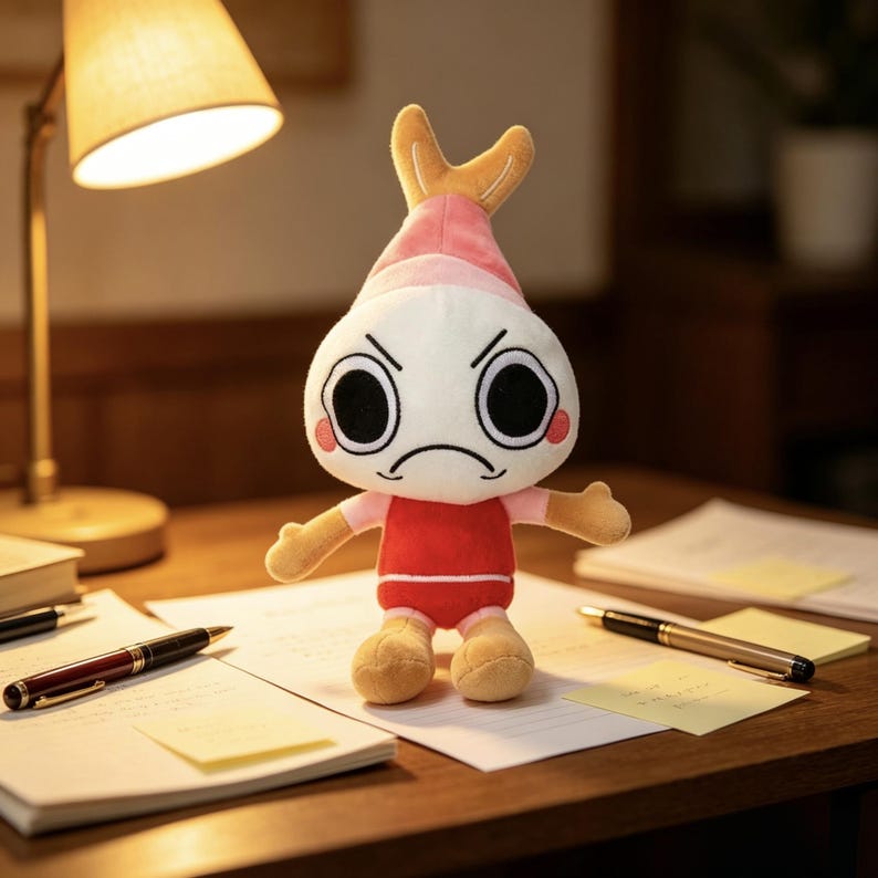 Dandy's World Shrimp Head Plush Toy, Inspired Game Character Plushie, Soft Stuffed Doll, Cute Gamer Gift, Collectible Room Decor image 1
