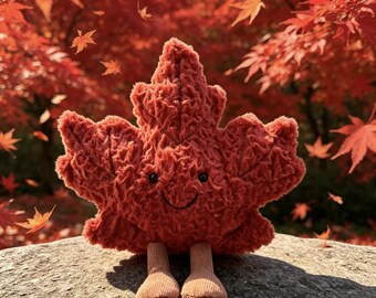Red Maple Leaf Plush Toy, Amuseables Maple Leaf Plush,Soft Stuffed Fall Decor, Cute Nature Inspired Gift, Room Decoration