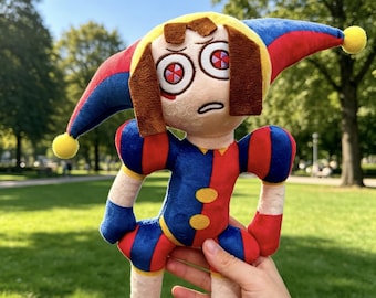 Pomni Plush Toy Inspired by The Amazing Digital Circus, Handmade Stuffed Doll, Soft Character Plushie, Gamer Gift, Collectible Decor