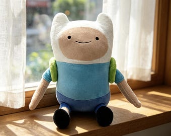 Finn the Human Plush Toy, Adventure Time Character Plushie, Handmade 20cm Collectible Doll, Cartoon Fan Gift, Finn Plush