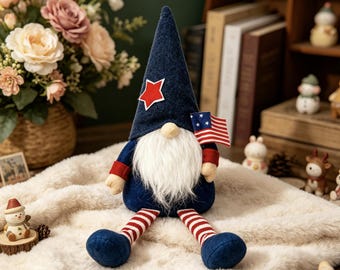 American Independence Day Doll, Patriotic Plush Toy, 4th of July Decoration, Red White Blue Plush, Cute Holiday Gift, Room Decor