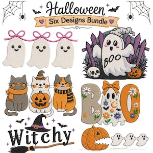 Halloween-Herbst-Stickdateien-Bundle, Gruselige Thanksgiving-Designs (Sofort-Download)