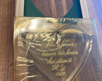 Hallmark Ornament Keepsake Holiday Highlights 1982 Love Acrylic Heart. “Love is forever between two hearts that share it.”
