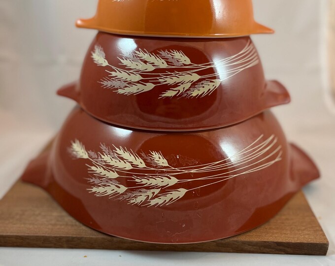 Pyrex Wheat Pattern Casserole Dishes With Lids, 6 Piece Set of 3 ...
