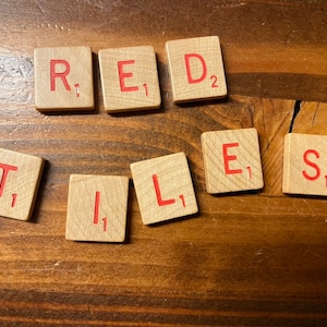 Single Scrabble Letter Tiles for Crafts - Pick Your Letters - Red Font - limited supply