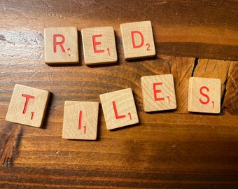 Single Scrabble Letter Tiles for Crafts - Pick Your Letters - Red Font - limited supply