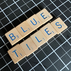 Single Scrabble Letter Tiles for Crafts - Pick Your Letters - Blue Font - limited supply