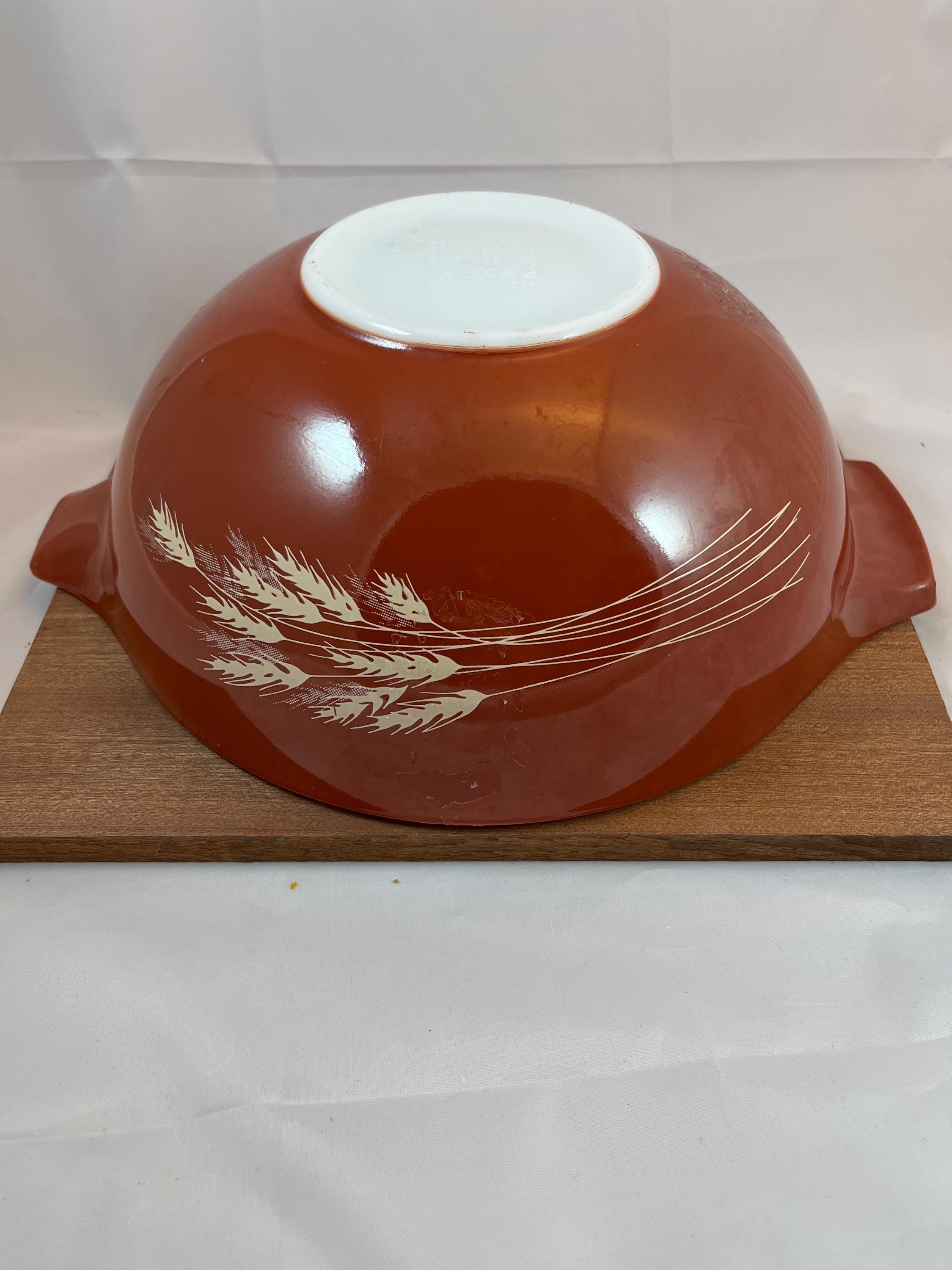 Vintage Autumn Harvest Wheat Pattern PYREX Nesting Bowl 444 Brown 4 Qt ...