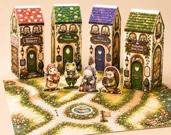 Cozy Pet Village Extended Edition Printable Playset, Animal Houses, Coloring Craft and Pretend Play