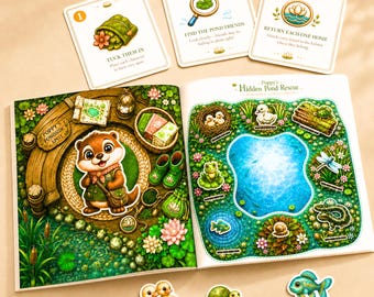 Kids Quiet Book PDF | Fold-and-Play Pond Animal Game | Screen-Free Nature Play | Imaginative Quiet Time Activity for Kids