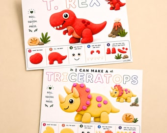 Tapetes de plastilina de dinosaurios / Actividades de motricidad fina para niños / Set de juego de dinosaurios sin pantallas con diversión para construir y crear para niños en edad preescolar