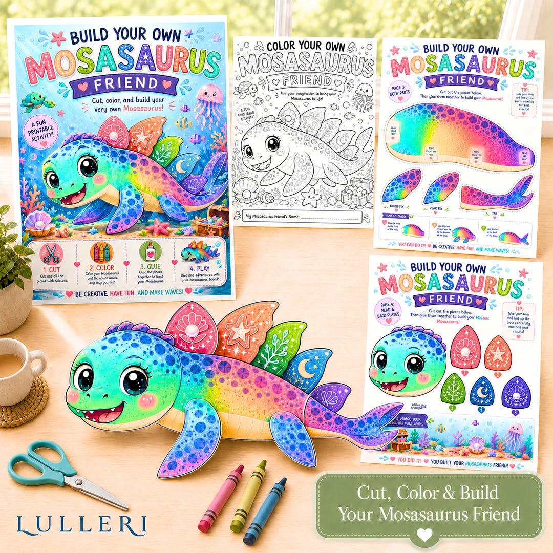 Mosasaurus Craft Mosasaurus Printable Craft, Dinosaur Cut and Paste Activity, Preschool ...
