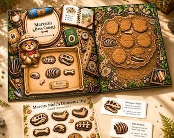 Fossil Game for Kids, Dinosaur Bones Excavation Printable, Screen-Free Quiet Play PDF, Dinosaur Dig Activity, Learning Through Play Mole Toy