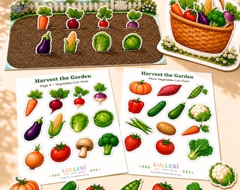 Printable Garden Play Kit for Toddlers Preschoolers Harvest Basket Gardening Game Screen Free Vegetable Pretend Play