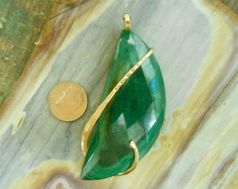 Malachite Facieted Gold Wrapped Pendant