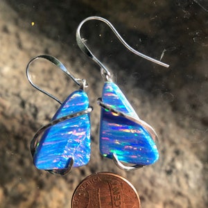 Gilson Blue Opal Silber Ohrringe gewickelt