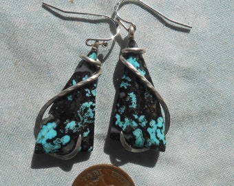 Turquoise Silver Earrings-AWESOME