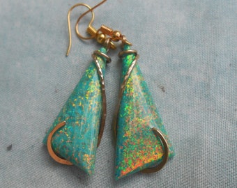 Teal Blu Bella Fire Opal Silver Wrapped Earrings