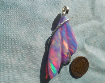 Aurora Opal Silver Wrap Pendant--BEAUTIFUL