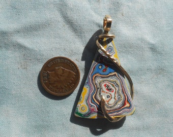 Fordite Gold Wrapped Pendant