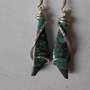 Turquoise Silver Wrapped Earrings