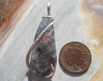 RARE Iolite Silver Wrapped Pendant