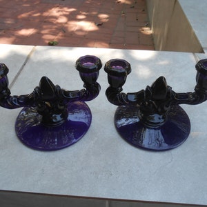 Dark Purple Pair Candle Holders