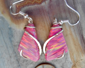 Gilson Opal Silver Wrapped Earrings
