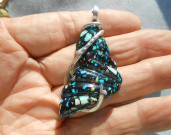 Aurora Opal Silver Wrap Pendant--BEAUTIFUL