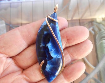 Dark Blue Victoria Stone Gold Wrapped Pendant