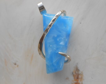 Blue Victoria Stone Silver Wrapped Pendant