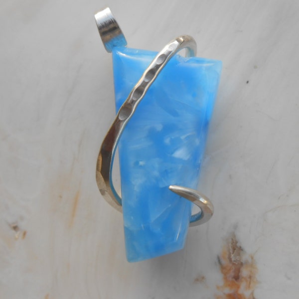 Blue Victoria Stone Silver Wrapped Pendant