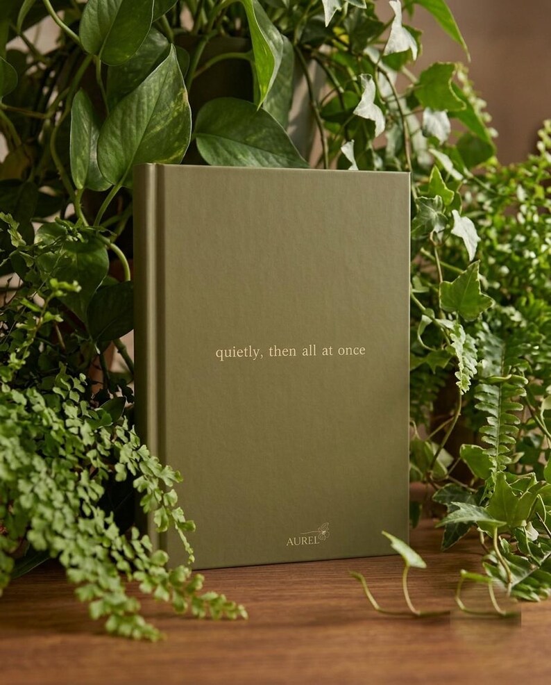 Diario a righe verde oliva per donne, taccuino con copertina rigida estetica, diario minimalista, 150 pagine, regalo per lei "New Chapter" / Aurel immagine 17