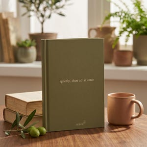 Diario a righe verde oliva per donne, taccuino con copertina rigida estetica, diario minimalista, 150 pagine, regalo per lei "New Chapter" / Aurel immagine 8