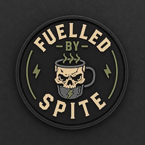 Patch pour le moral "Feeded By Spite Skull Coffee" | Support tactique de crochet d'engrenage en PVC
