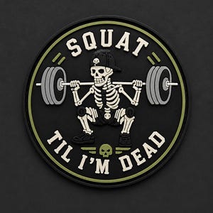 Squat Til I'm Dead Aufnäher | Gewichtheben Sporttasche Zubehör | Fitness Geschenk | Choker mit Hakenverschluss