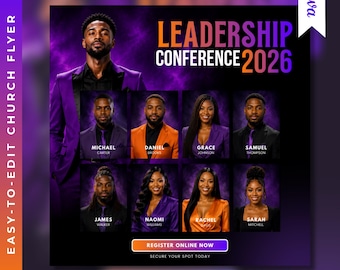 Leadership Conference 2026 Church Flyer | Editable Christian Flyer | Ministry Leadership Event | Church Social Media Post