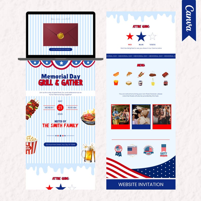 Memorial Day Invitation Template | Grill and Gather BBQ Party Invite ...