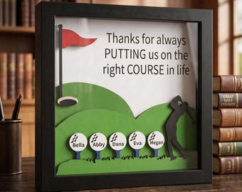 Personalized Golf Shadow Box | Custom Names, Father's Day Gift, Golf Lover Wall Art