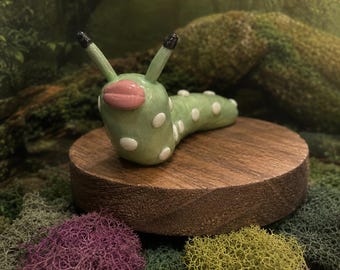 Connie, Handmade Polymer Clay Slug Figurine, Quirky Whimsical Collectible, Party Hat