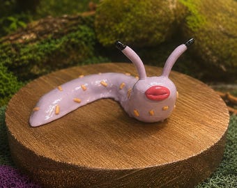 Bonnie, Handmade Polymer Clay Slug Figurine, Quirky Whimsical Collectible, with Sprinkles