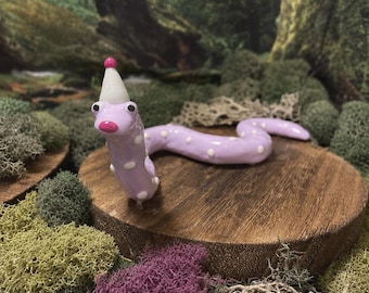 Lily, Handmade Polymer Clay Snake Figurine, Quirky Whimsical Collectible, Plant Buddy