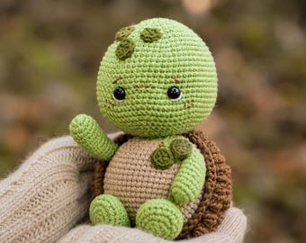 Patrón de tortuga a crochet en PDF / Diseño de animal amigurumi / Tutorial digital / Peluche DIY
